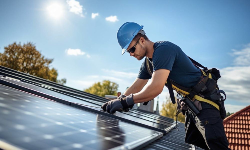 Workers_building_solar_panel_system_on_roof_of_house